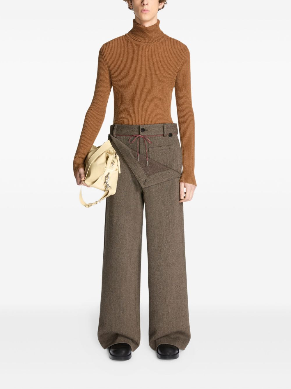 wrap-effect wool trousers - 2