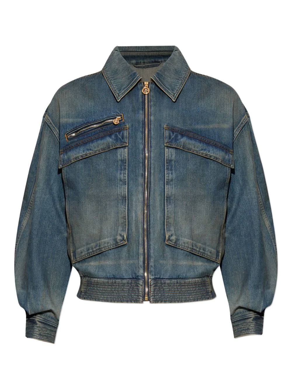 zip-up denim jacket - 1
