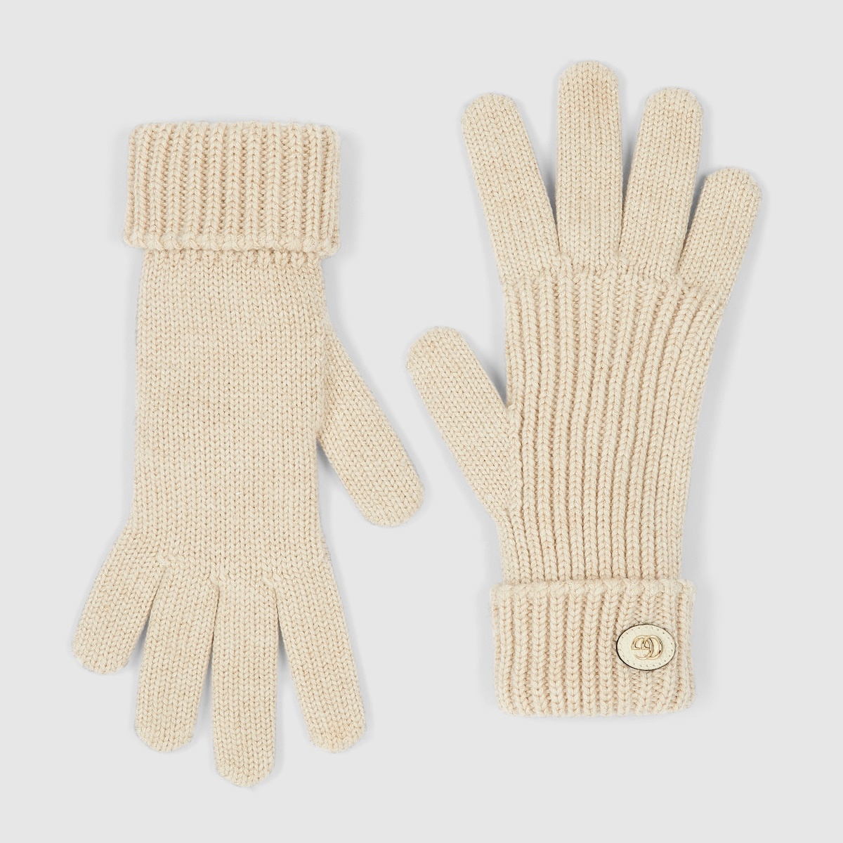 Rib knit wool viscose lamé gloves - 1