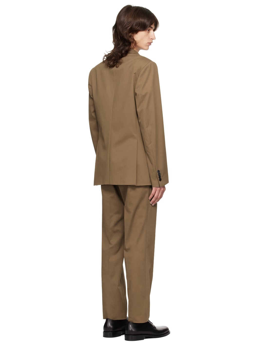 Brown Single-Breasted Cotton Suit - 3