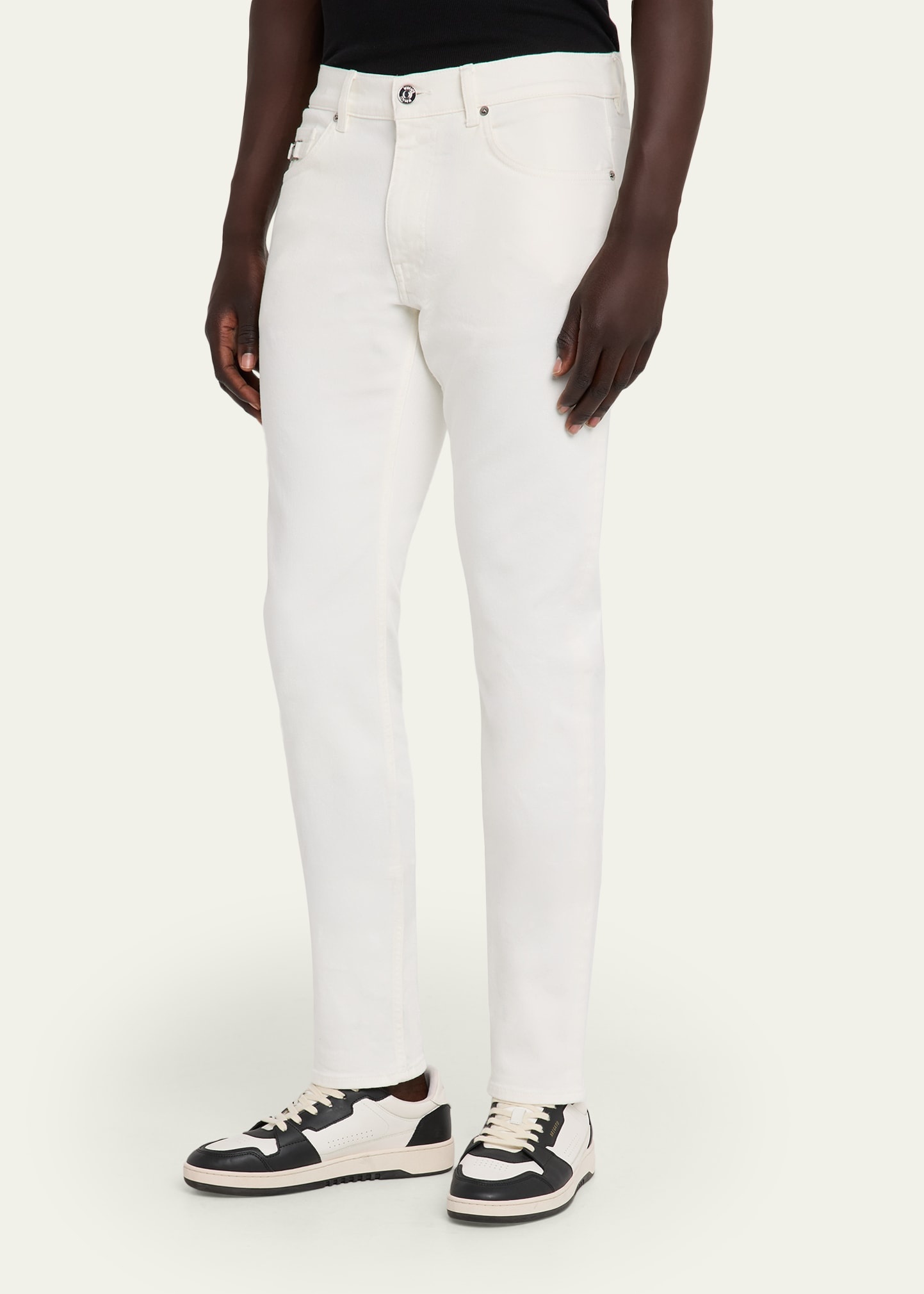 Men's White Denim Straight-Leg Jeans - 4