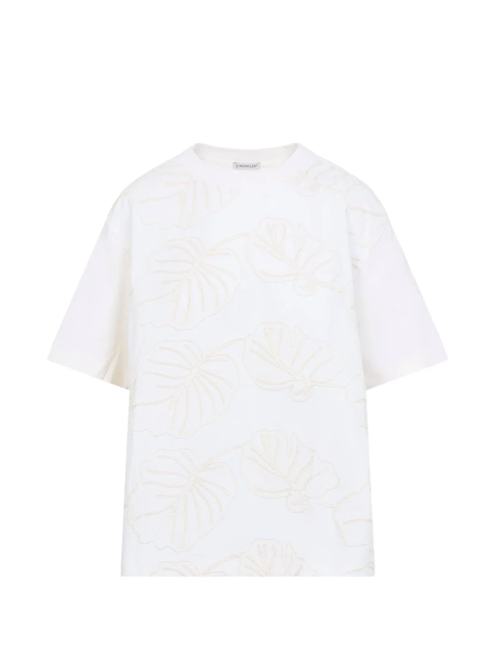 floral-embroidered ribbon-detail T-shirt - 1