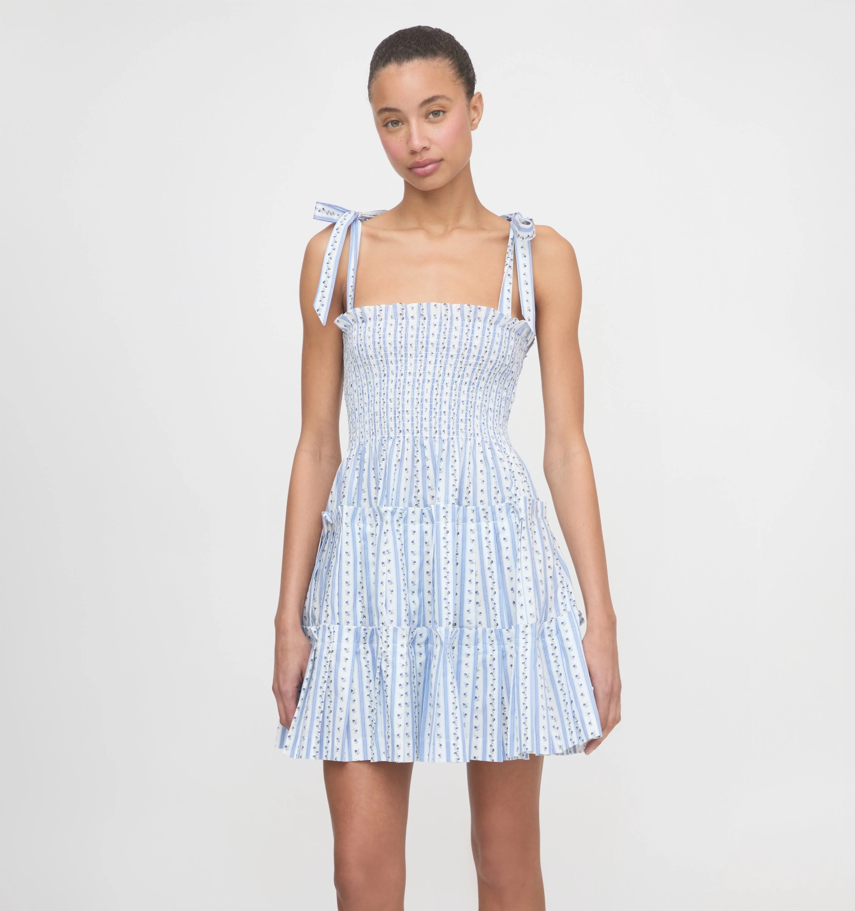 The Ribbon Charlotte Nap Dress - Blue Petal Stripe - 1