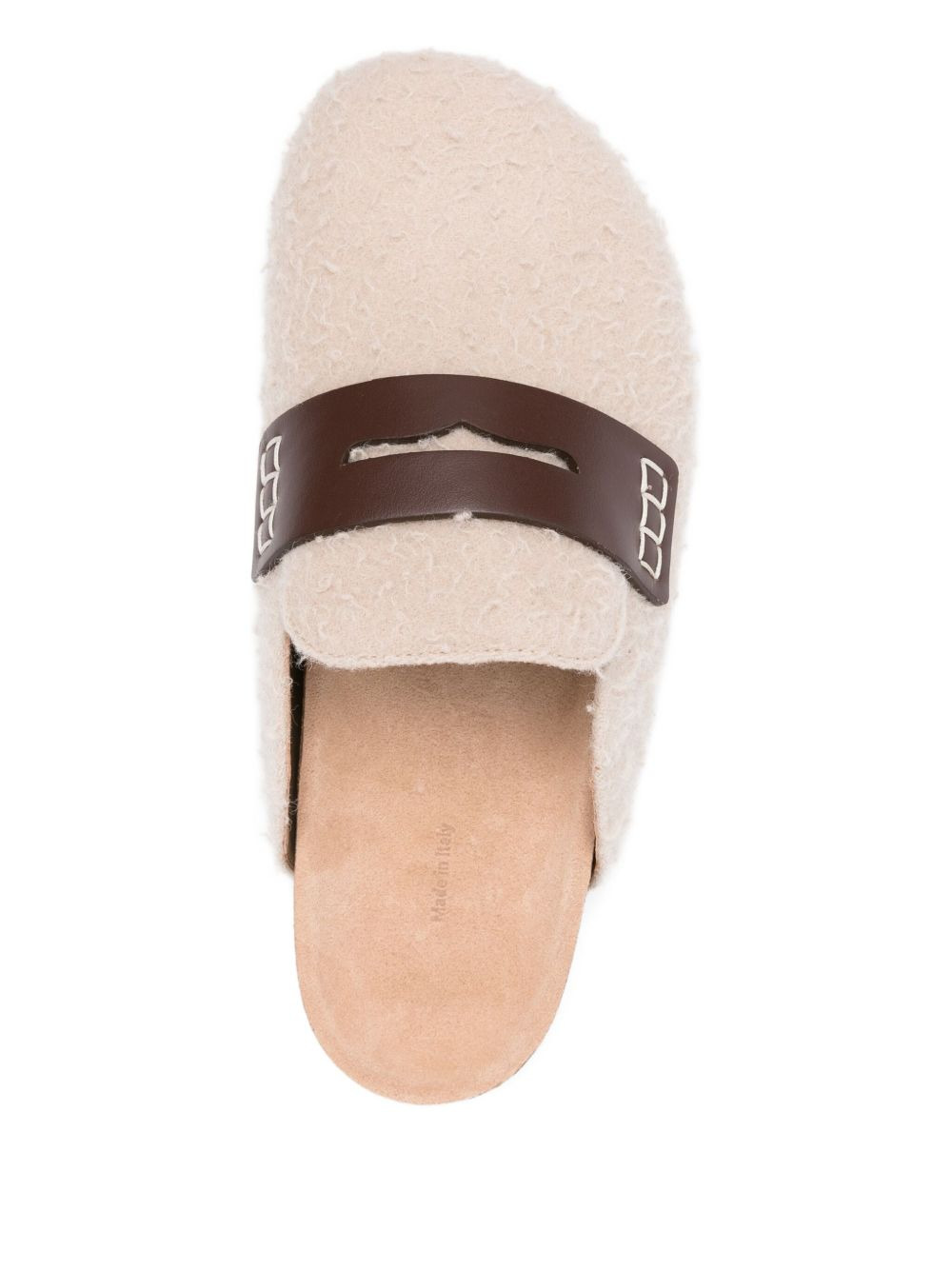 leather-detail shearling mules - 4