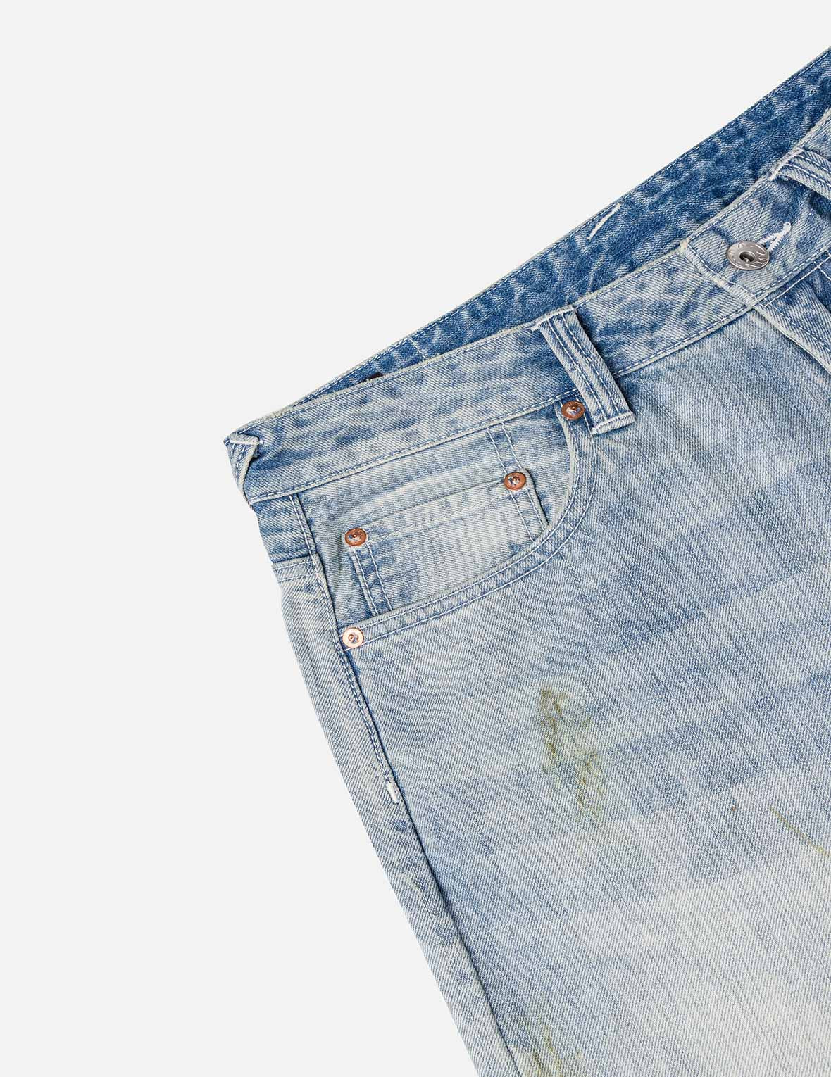 Washed Patchwork and Seagull Print Loose Fit Denim Jeans - 9