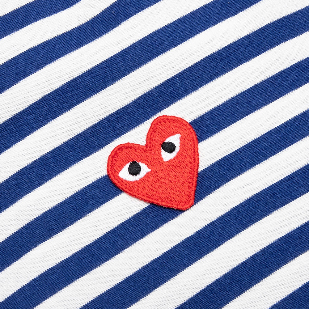 COMME DES GARCONS PLAY STRIPED BIG HEART LONG SLEEVE T-SHIRT - BLUE/WHITE - 3