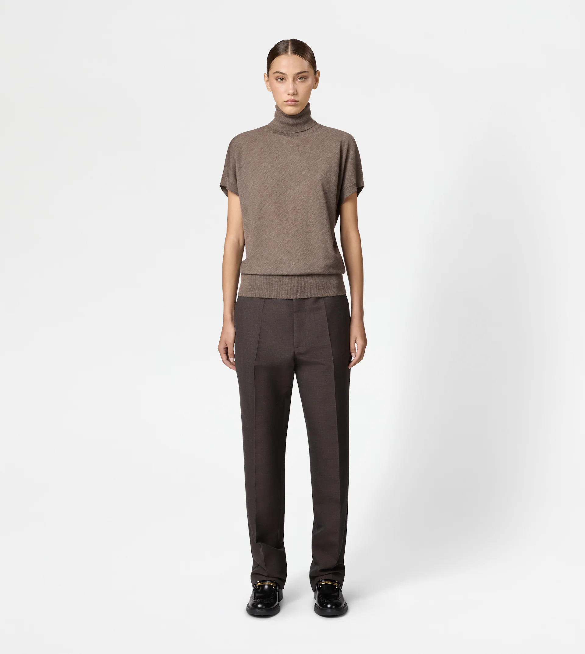 SILK BLEND TURTLENECK - BROWN - 2