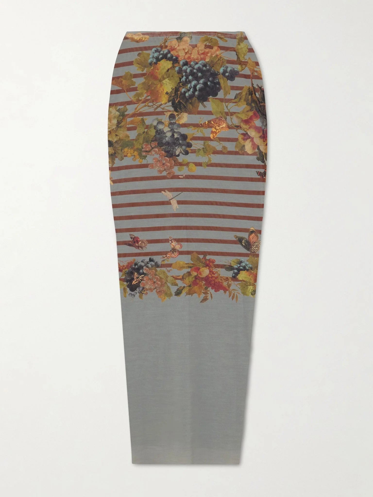 Marinière Grape printed mesh midi skirt Gray - 1