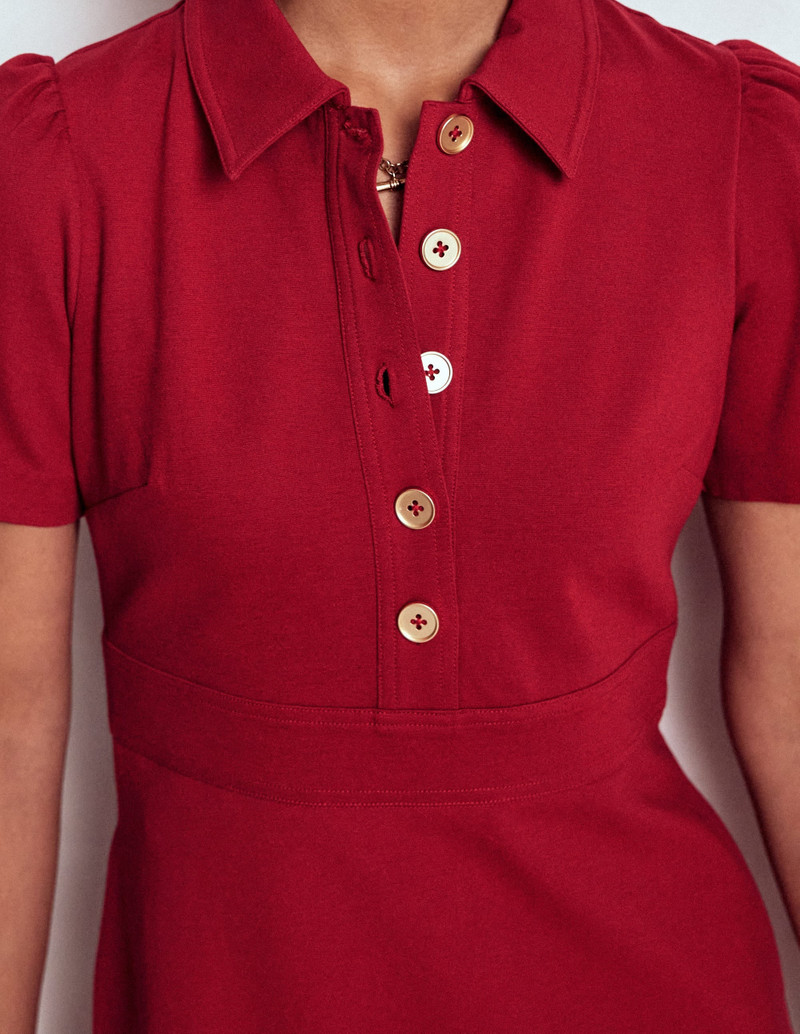 Nicolette Ponte Shirt Dress-Crimson Red 3