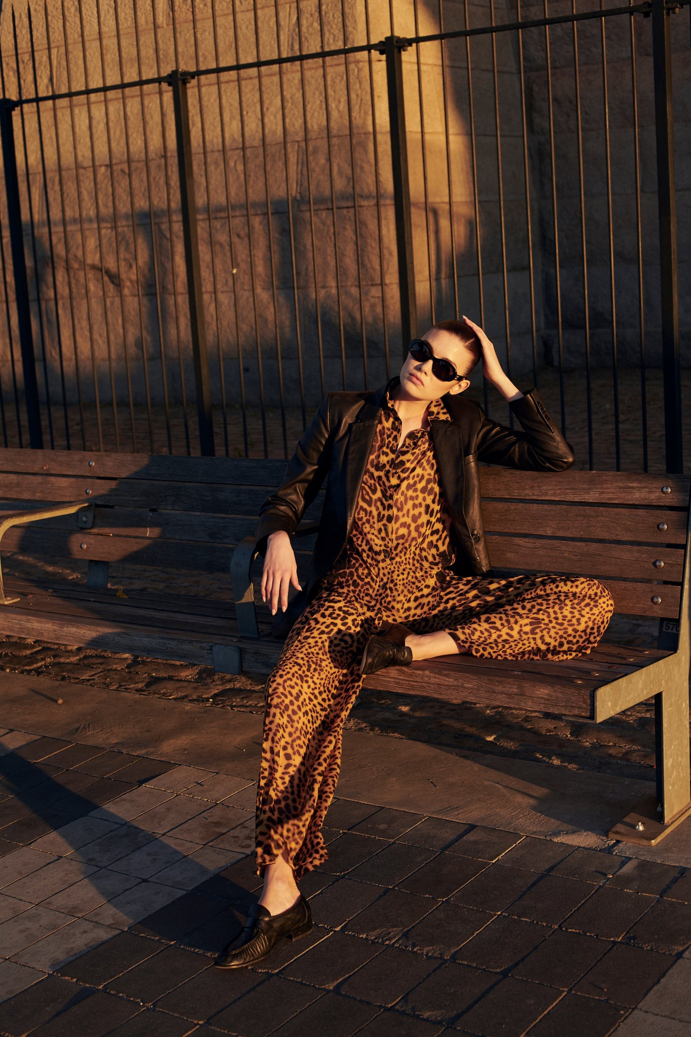 DARK LEOPARD SILK WIDE LEG TROUSERS - 2
