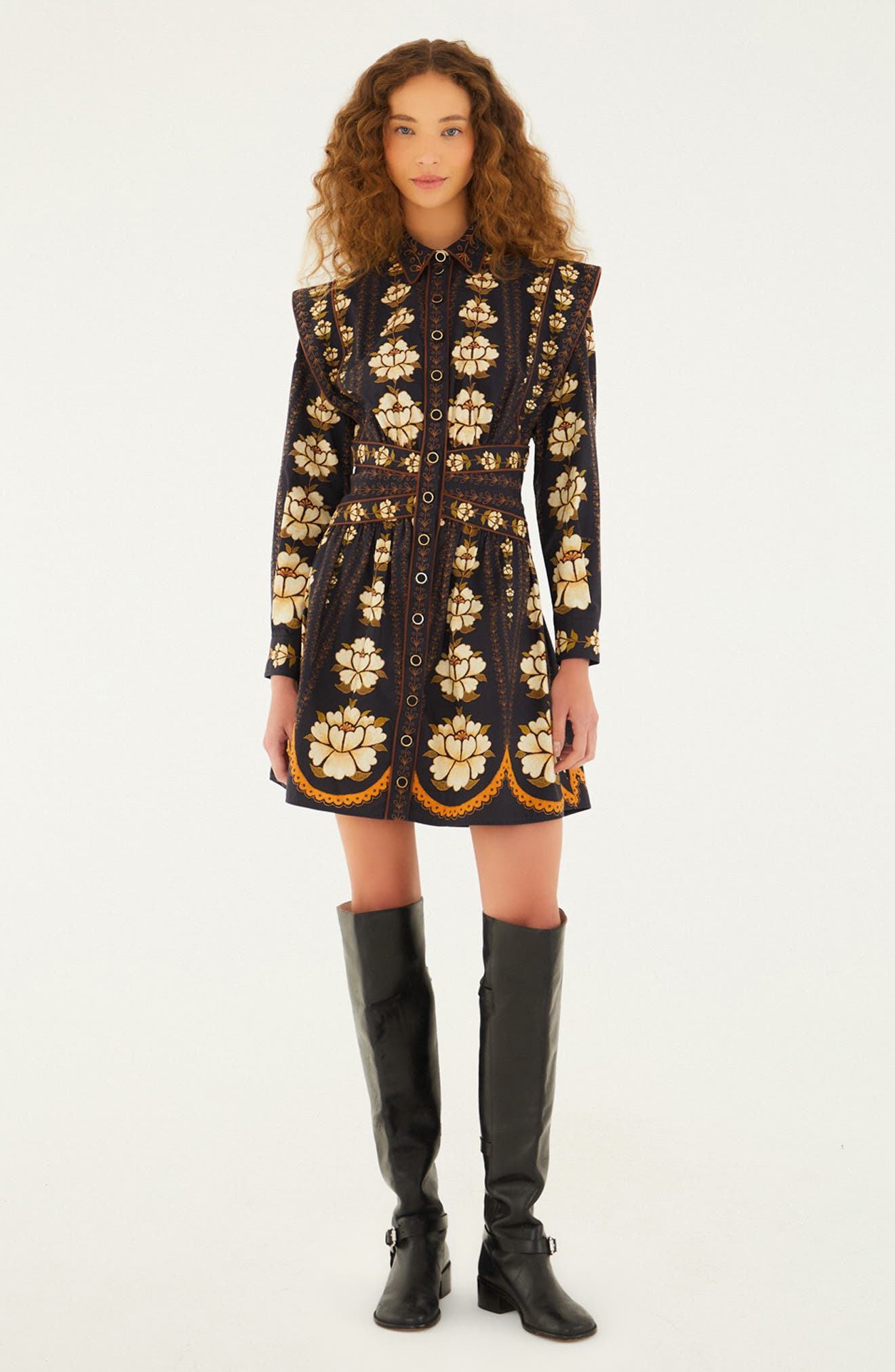 FARM Rio Floral Long Sleeve Cotton Dress in Embroidered Flowers at Nordstrom - 4