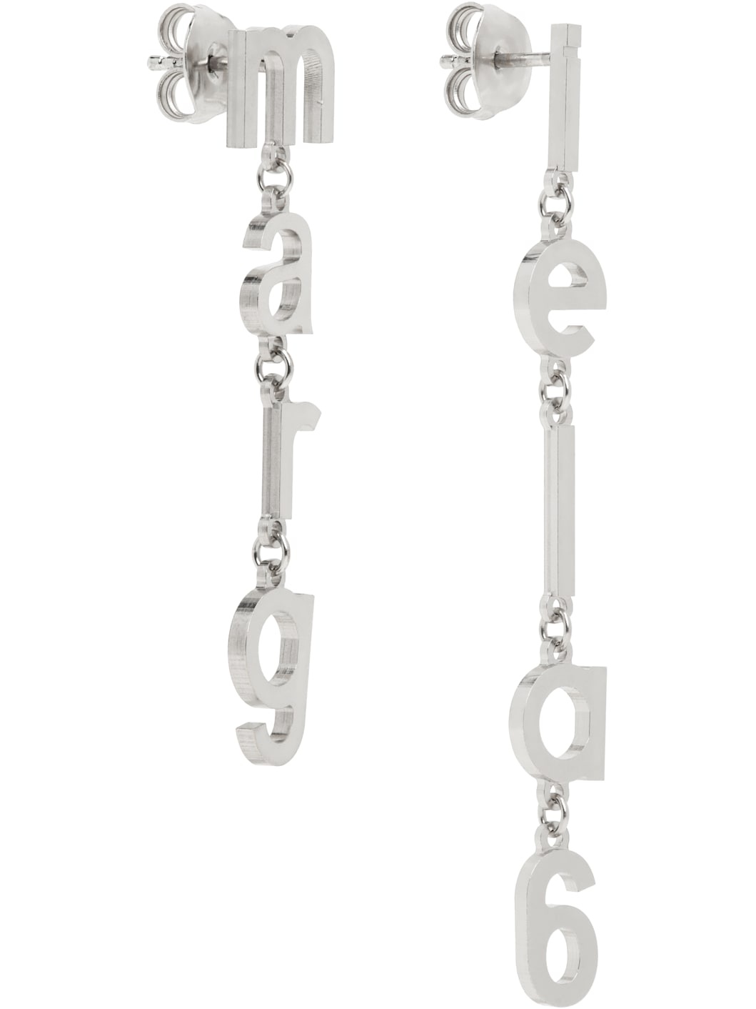 Silver Letter Logo Earrings - 2