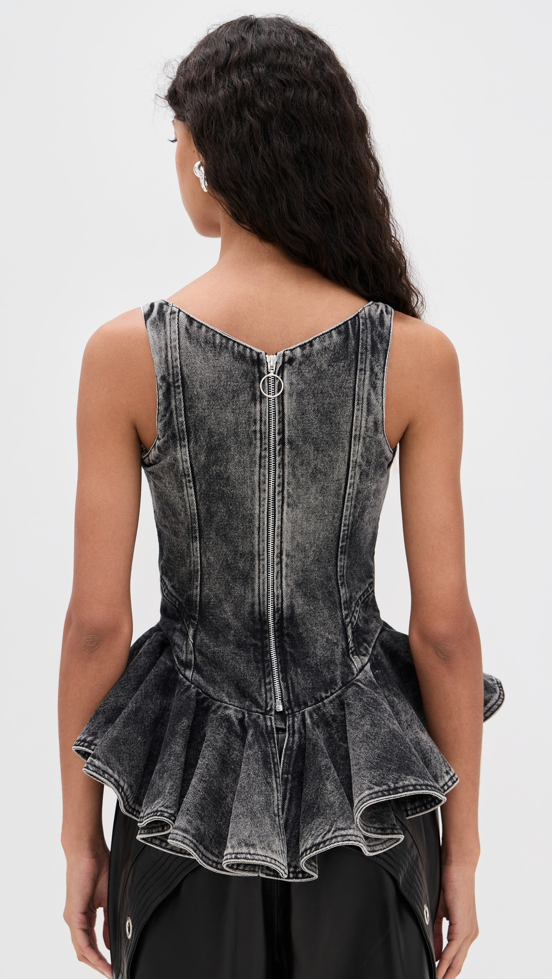 Denim Corset with Asymmetric Hem - 2