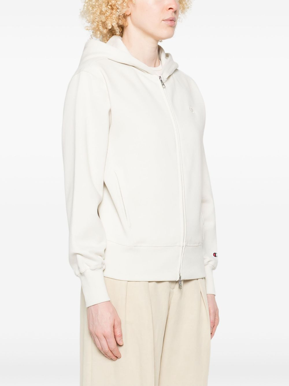 logo-detail zip-up hoodie - 3