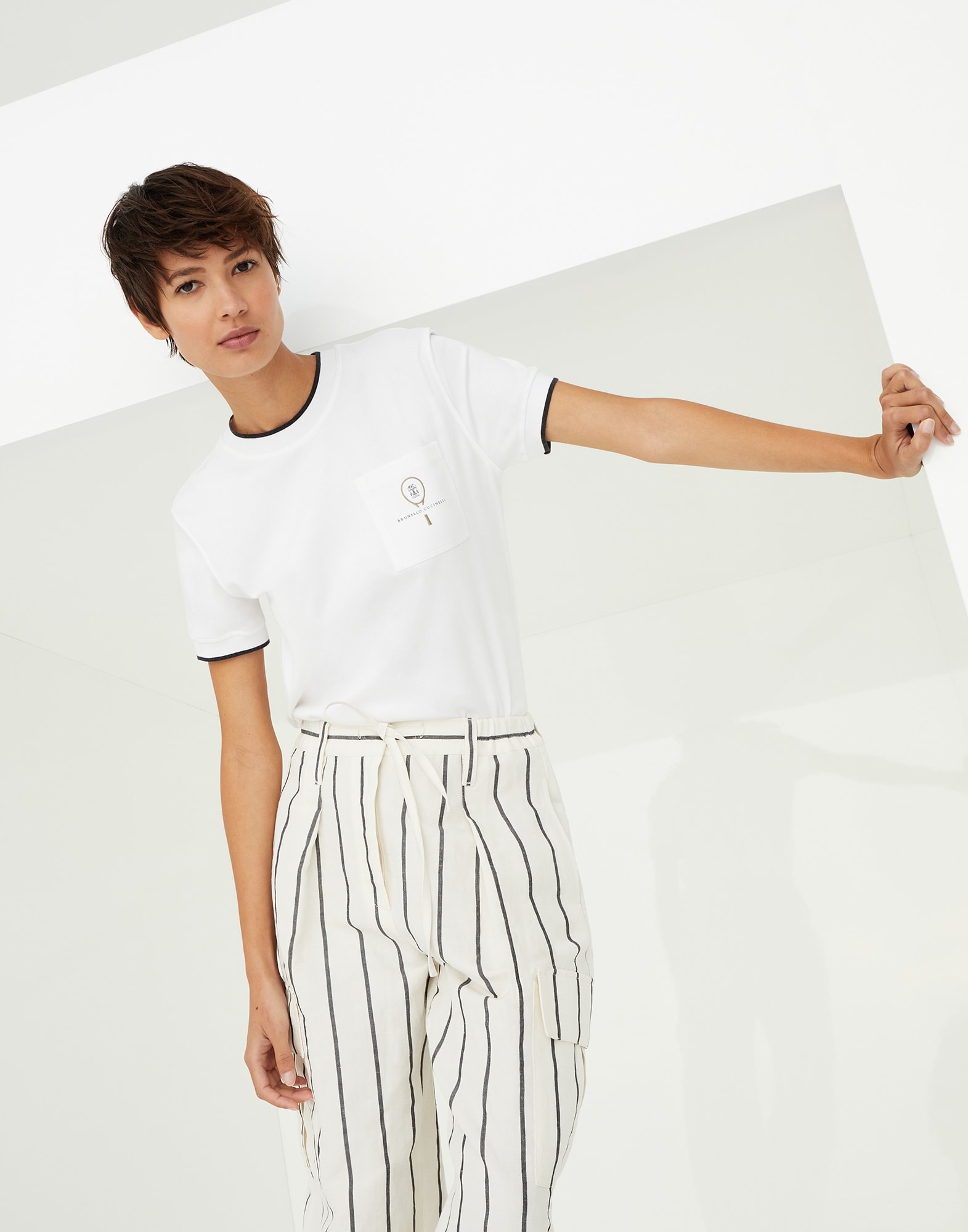 Brunello Cucinelli Cotton interlock t-shirt with tennis logo