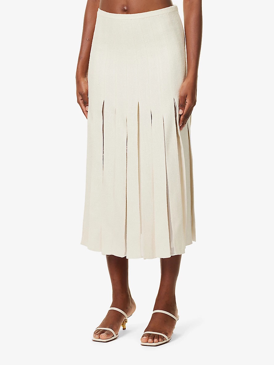 Binka high-rise silk and wool-blend midi skirt - 3