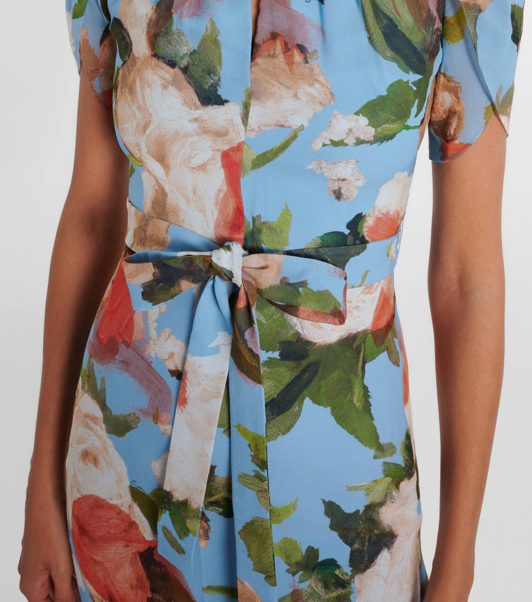 Floral silk voile midi dress - 5