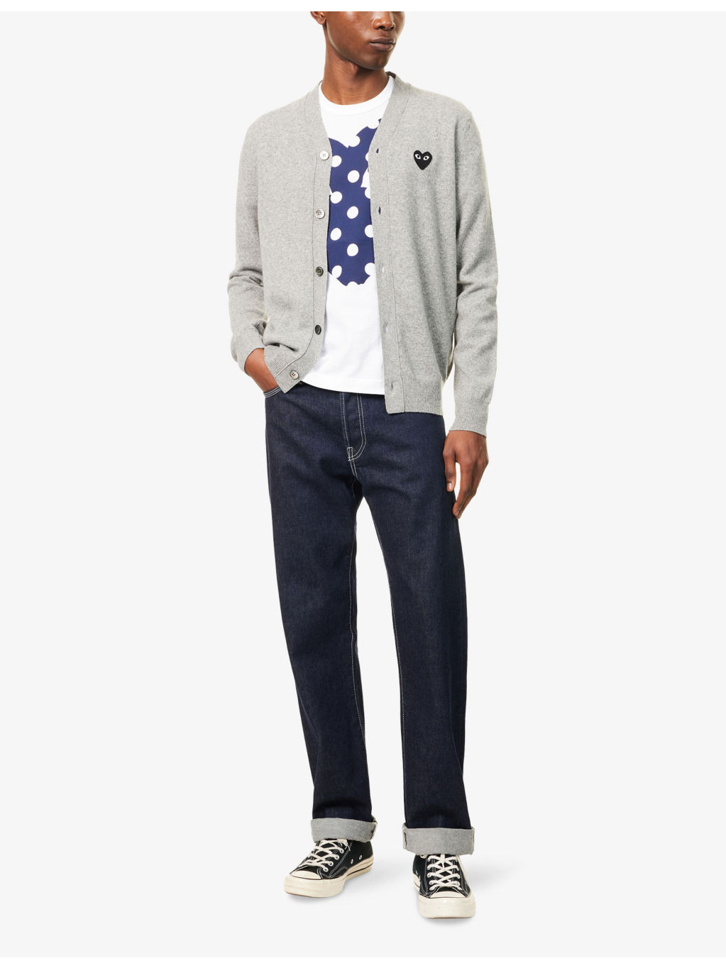 Logo-embroidered V-neck Wool Cardigan - 2
