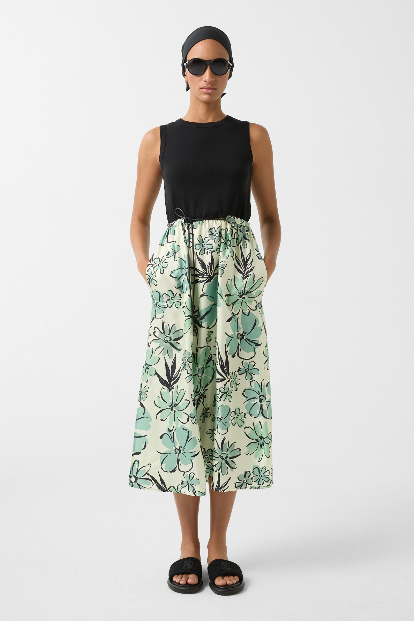 Silk jersey dress Silke in Black/Green - 2