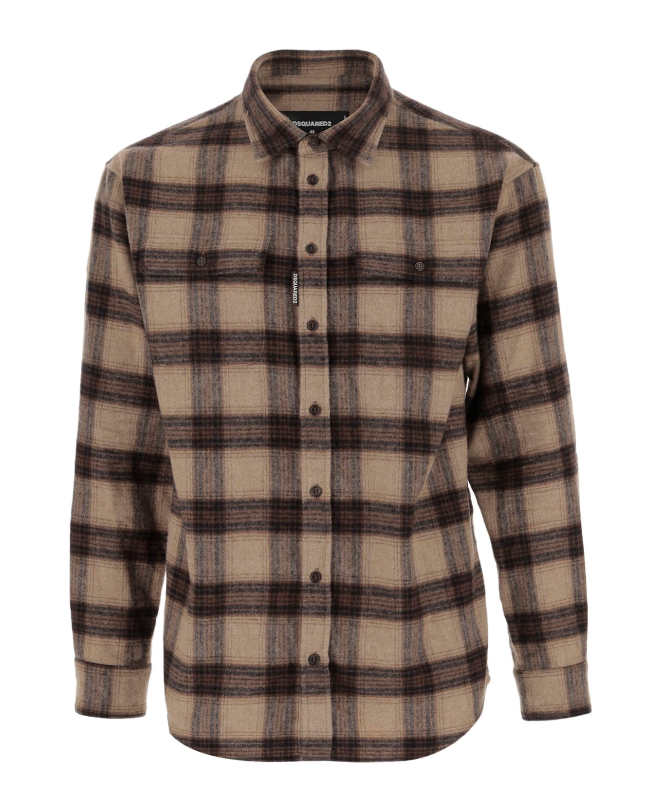 052181● DSQUARED2 長袖 ウール チェック シャツ 48 中古・古着通販】DSQUARED2 (ディースクエアード) オンブレ