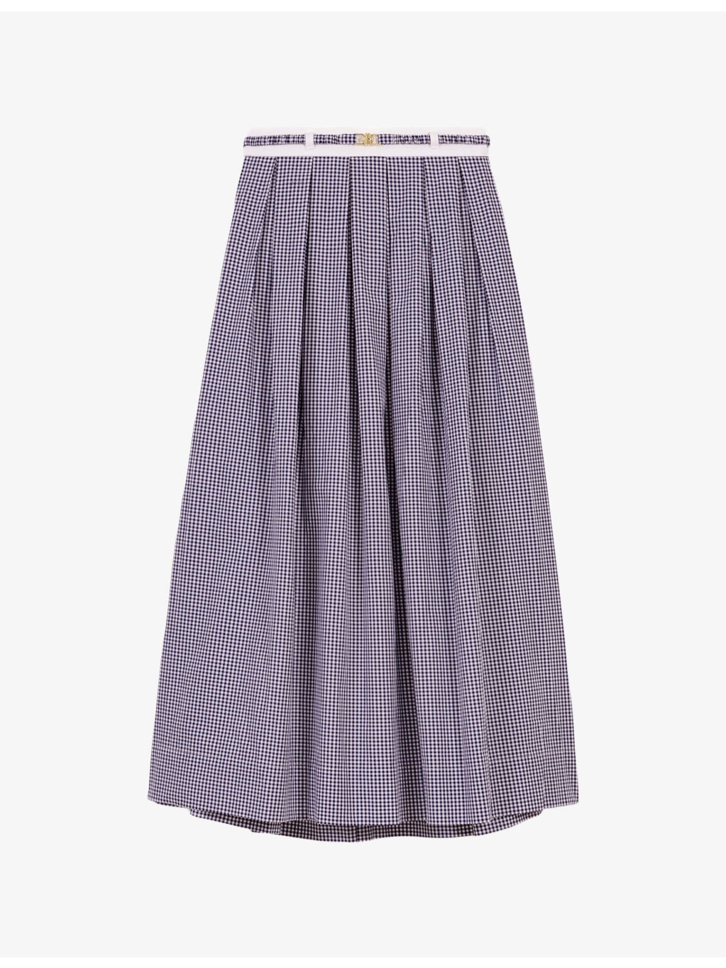 Gingham-Print Belted Cotton Maxi Skirt - 1