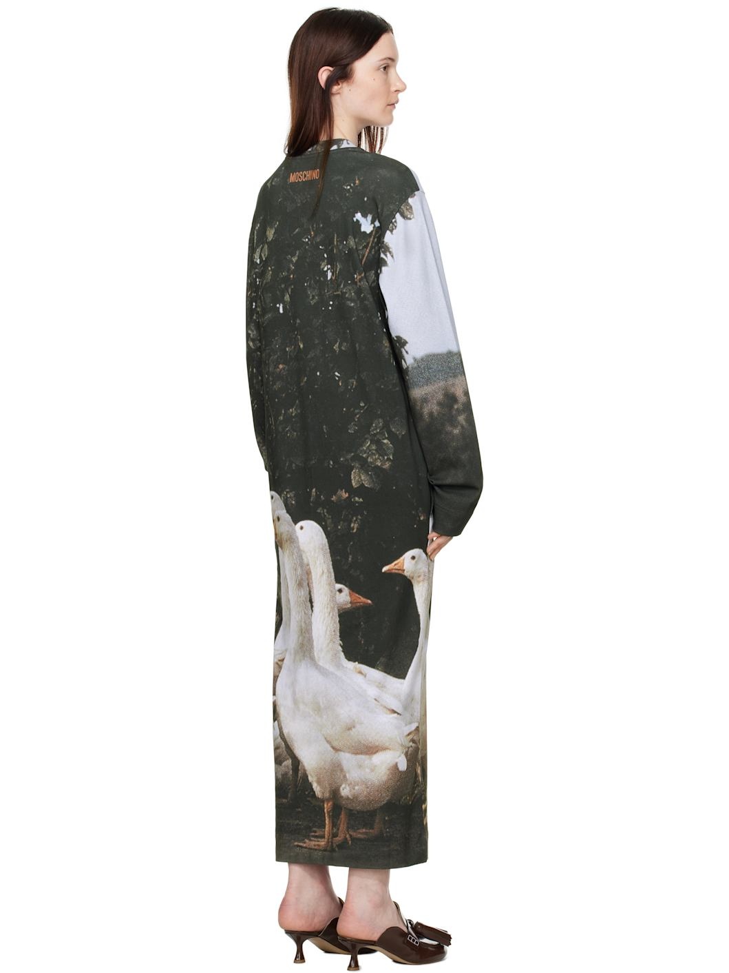 Multicolor Interlock Goose Print Maxi Dress - 3