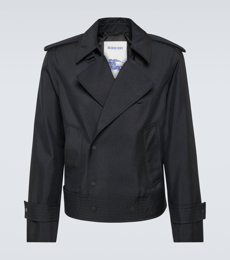 Cropped silk-blend trench coat - 1