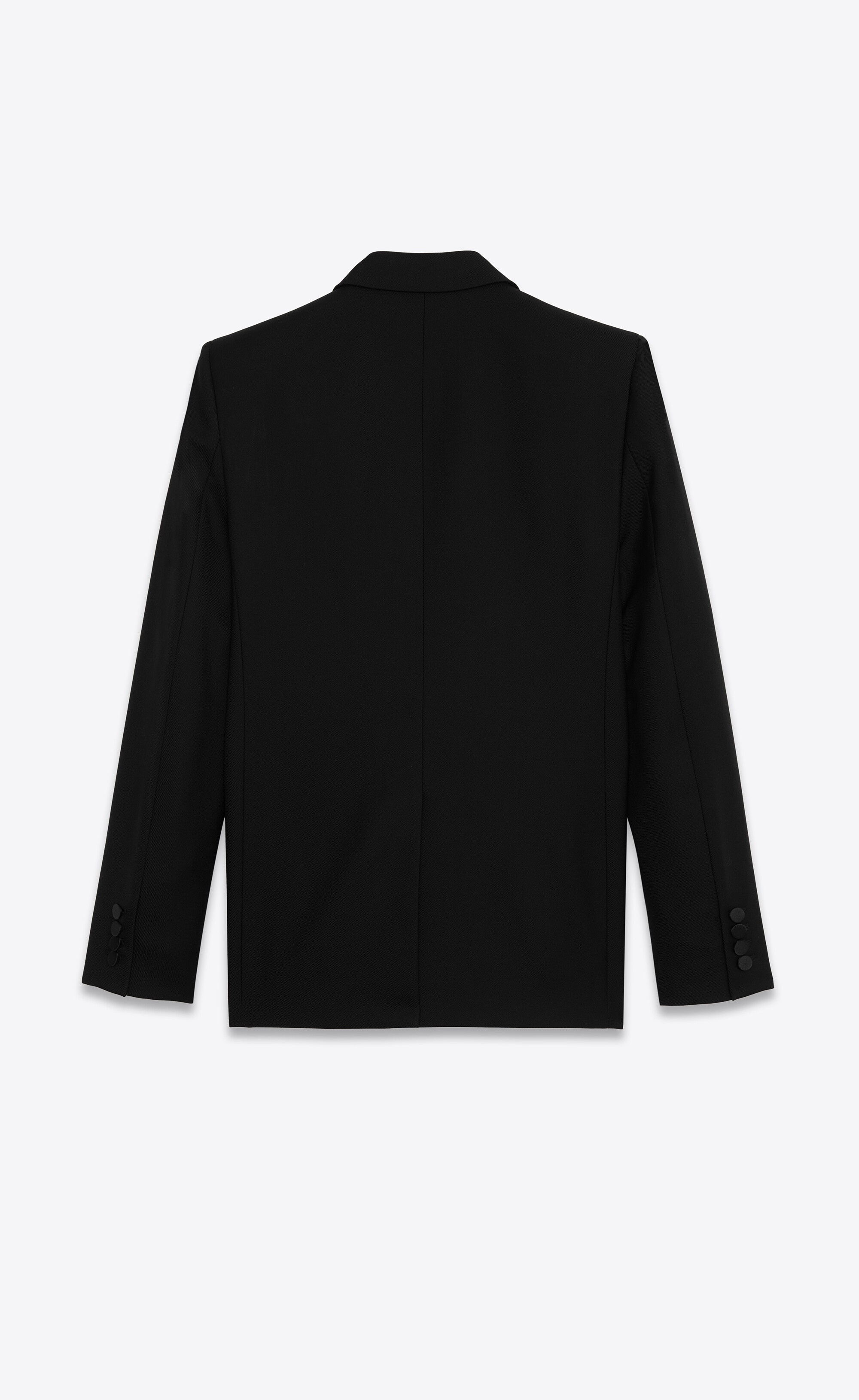 square-cut long tuxedo jacket in wool twill - 2