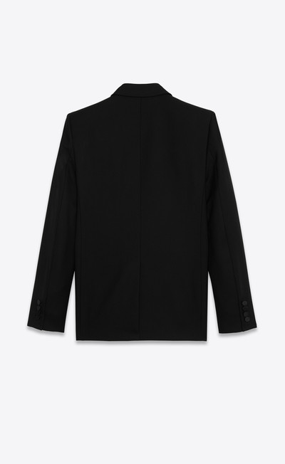 SAINT LAURENT square-cut long tuxedo jacket in wool twill outlook