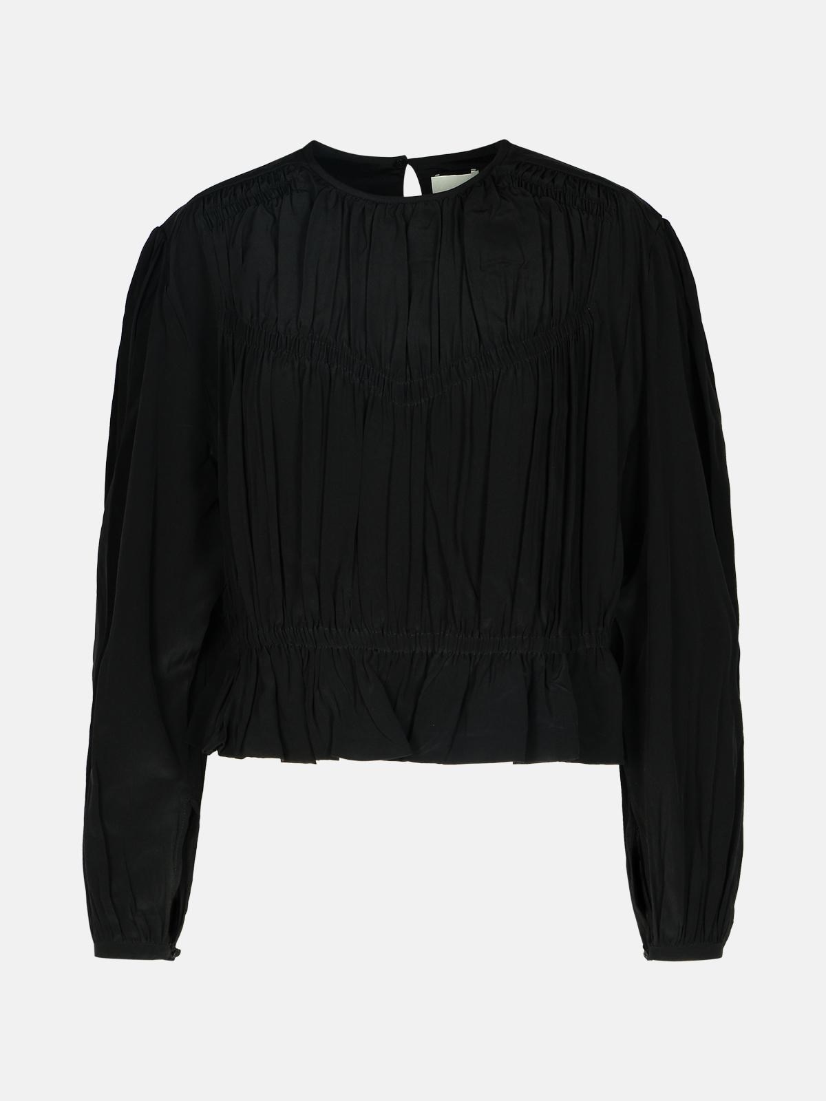 'GELINA' BLACK SILK BLEND BLOUSE - 1