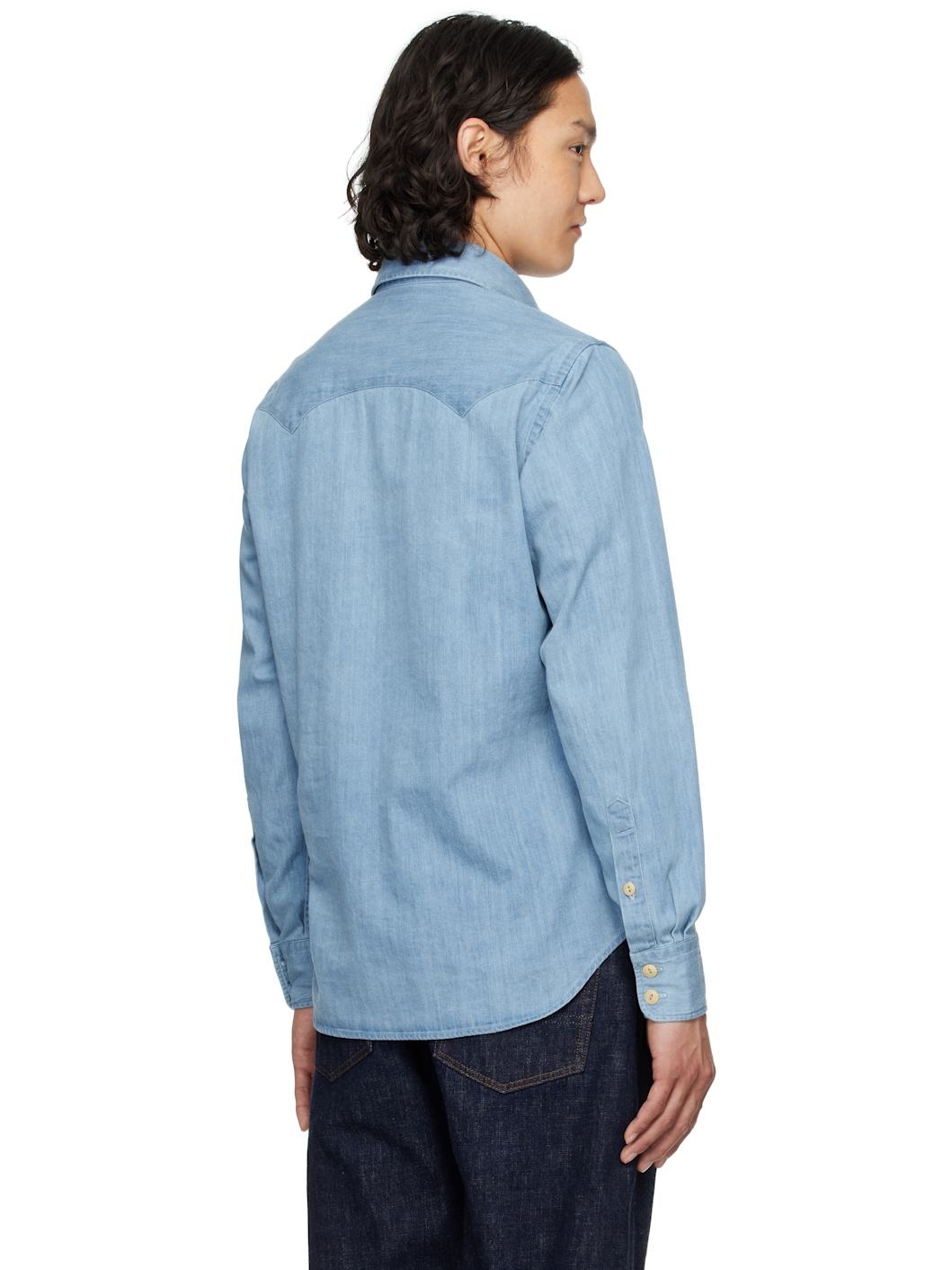 Indigo Two-Pocket Western Denim Shirt - 3