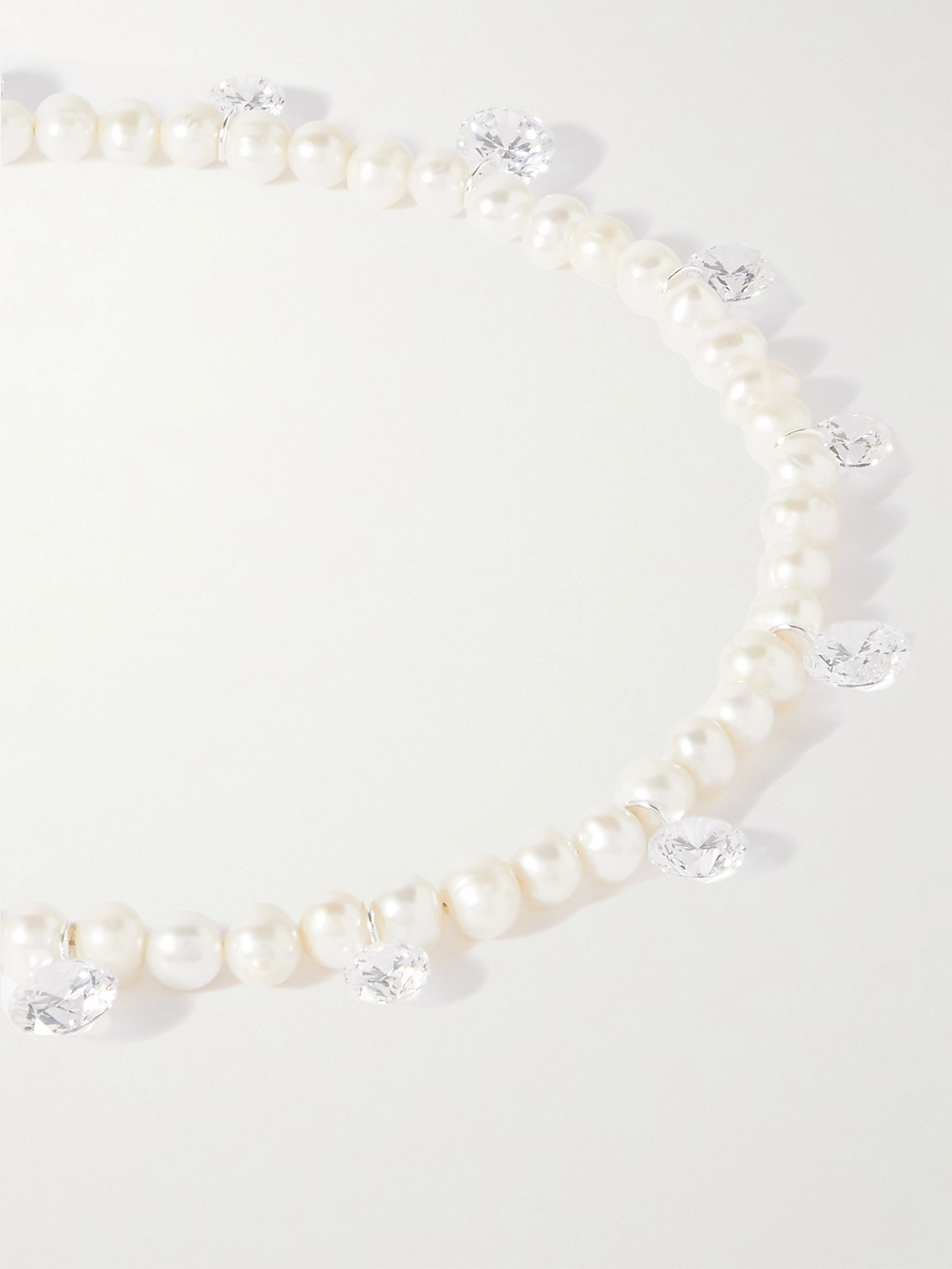 Dreaming Awake recycled silver, pearl and cubic zirconia necklace White - 4
