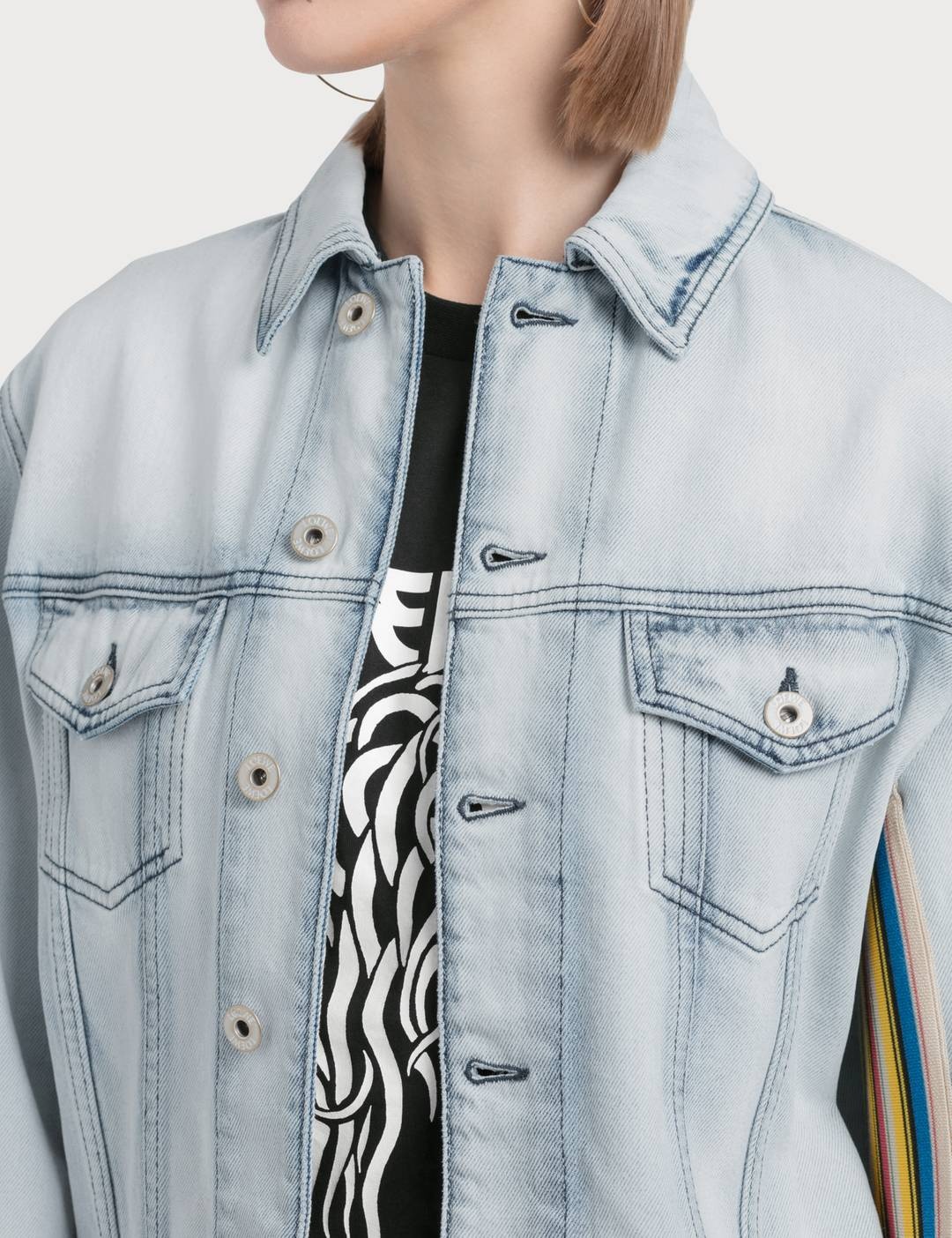 Denim Jacket Knit Stripe Bands - 3