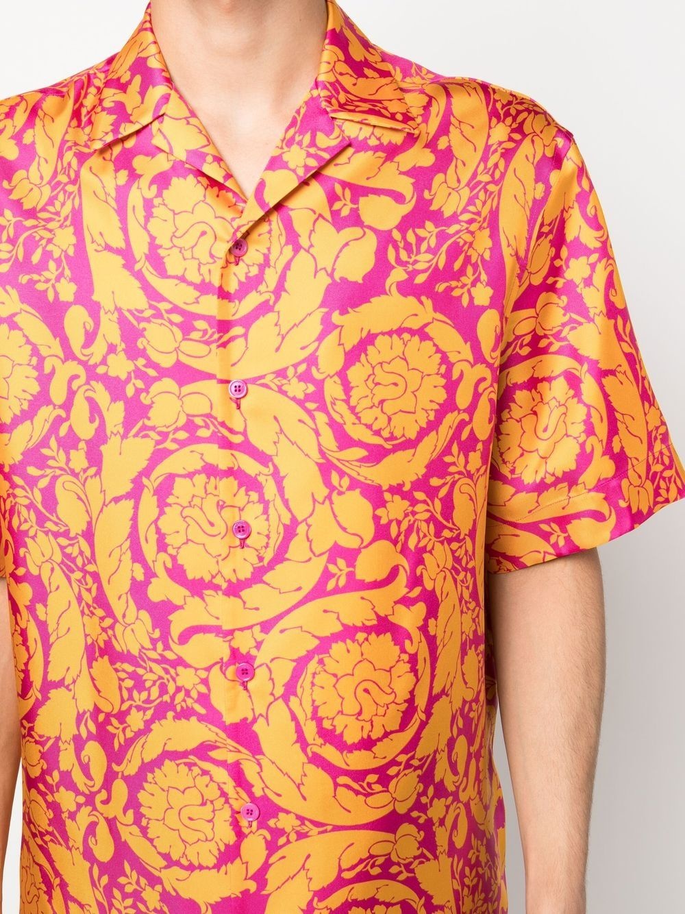 Barocco-print silk shirt - 5