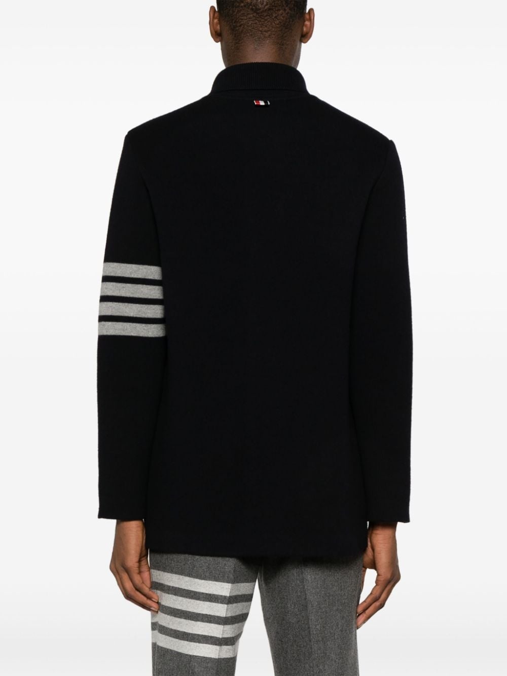 stripe-detailing wool blend cardi-coat - 4