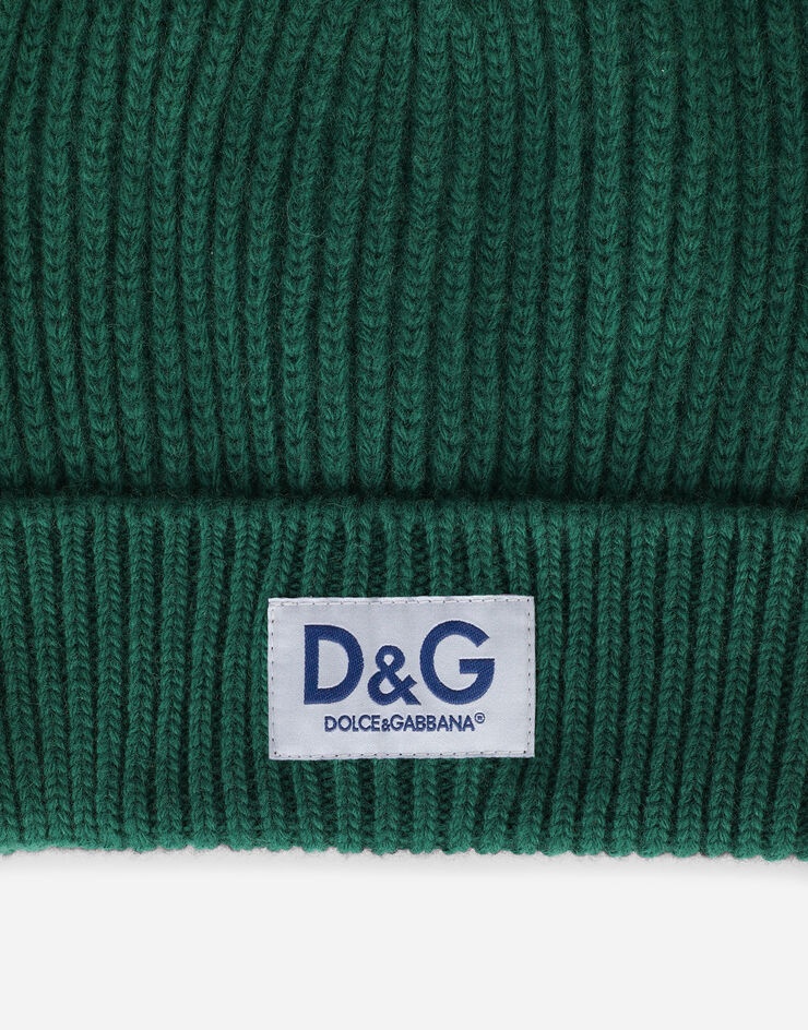 Knit cashmere hat with D&G patch - 2