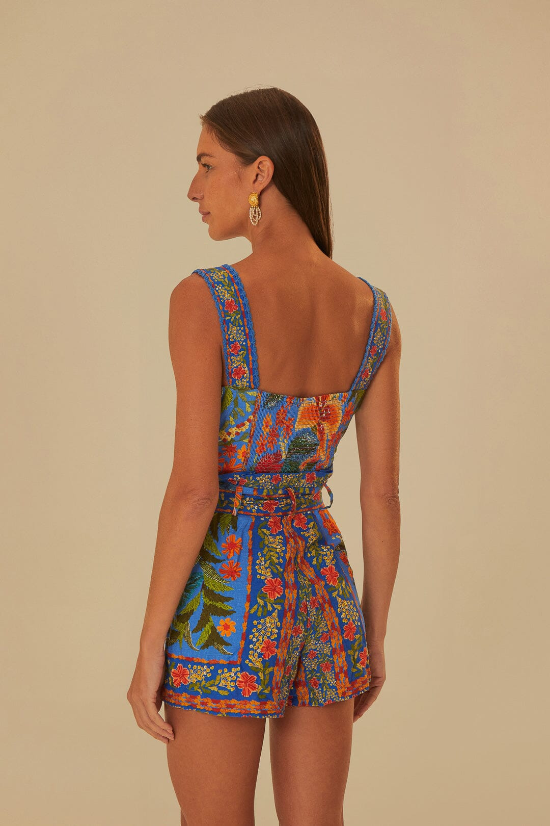 Stiched Garden Blue Romper - 4