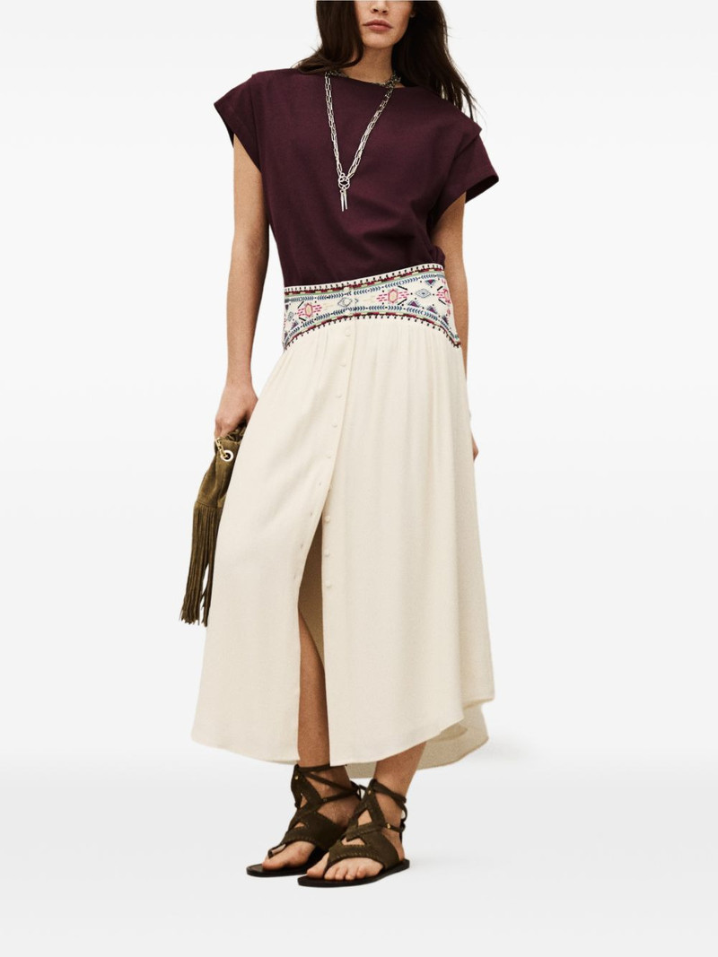 ba&sh Tilana embroidered buttoned skirt outlook