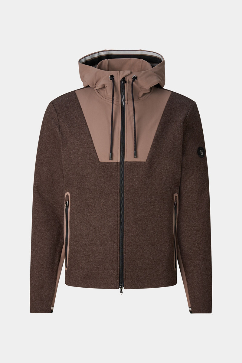 Jannis Mid-Layer Hybrid Jacket in Dark Brown/Taupe 1