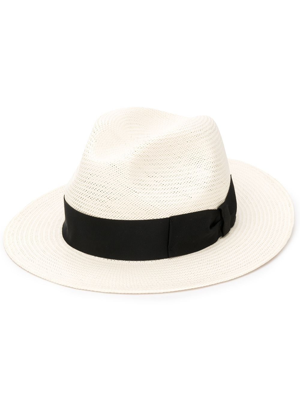 contrast ribbon panama hat - 1