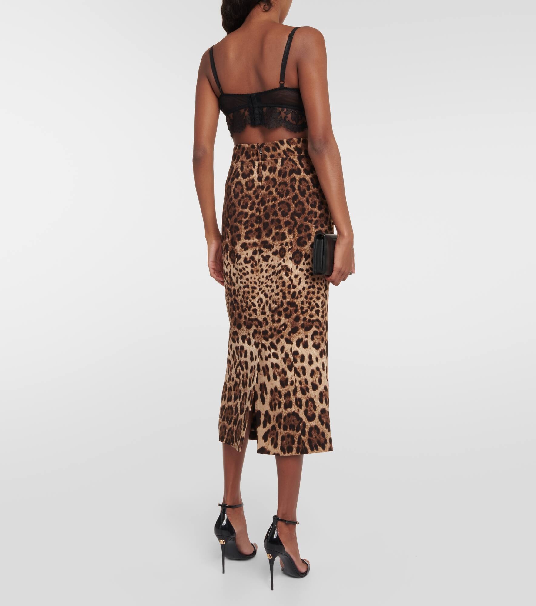 Leopard-print wool pencil skirt - 3