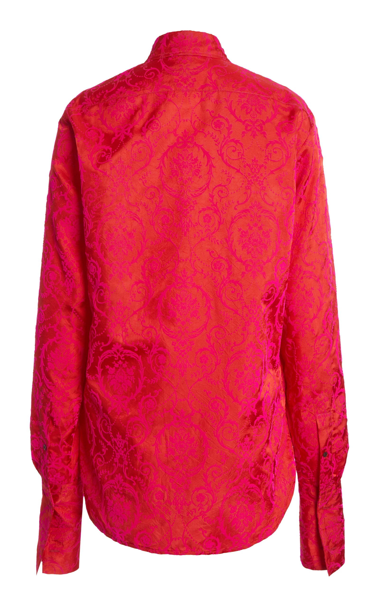 Celina Flocked Button-Down Shirt fuchsia - 3