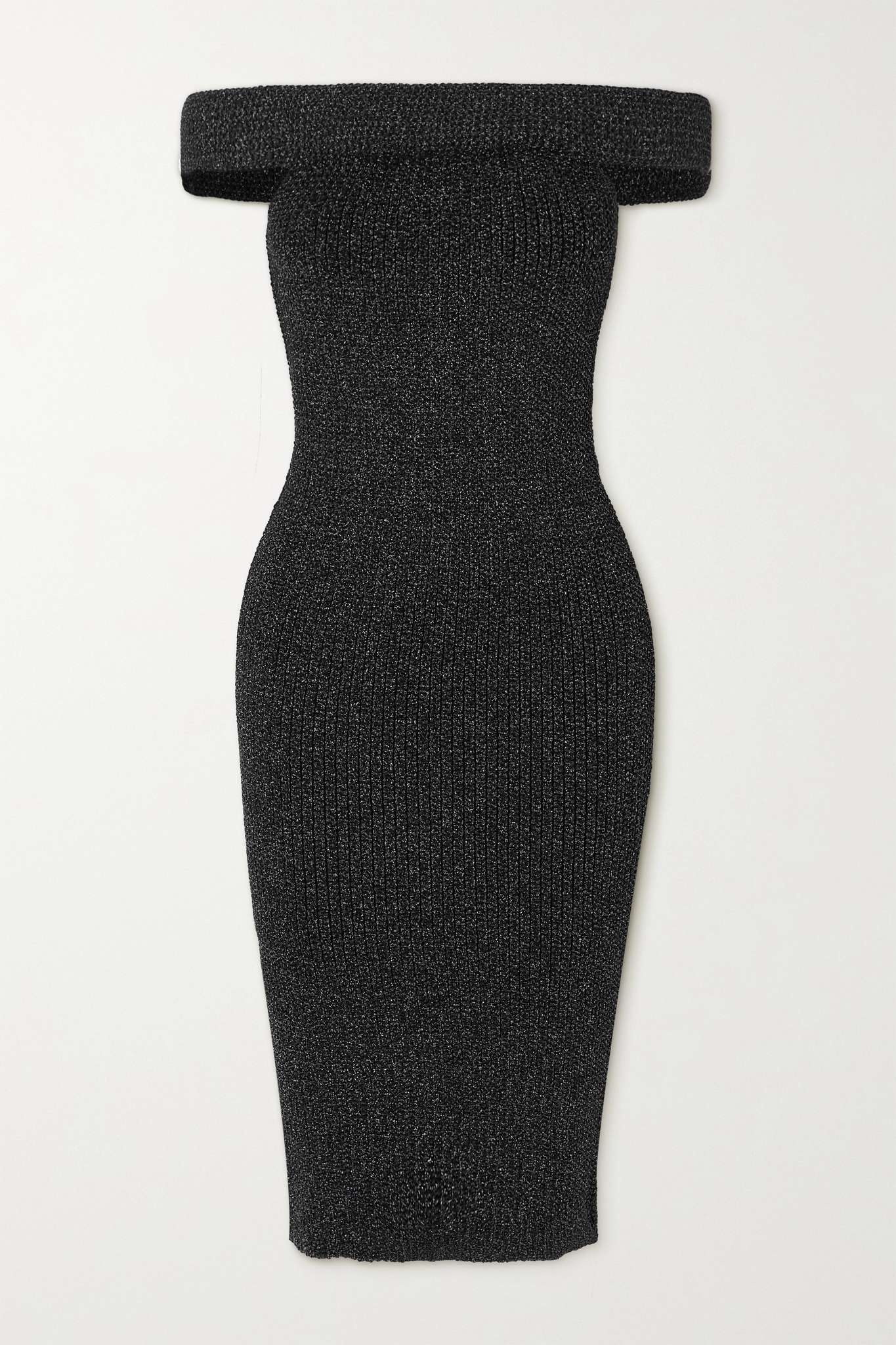 【TOTEME】Driana off-the-shoulder llic ribbed-knit dress TOTEME Driana Off-The-Shoulder Metallic Ribbed-Knit Dress in