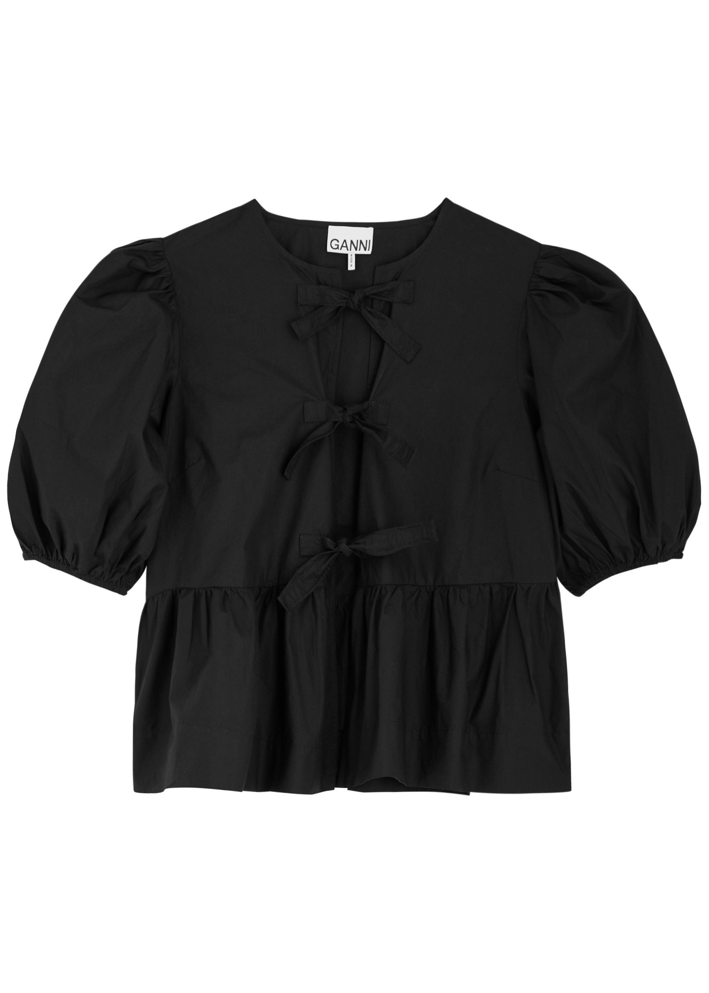 Tie-front cotton-poplin blouse - 1