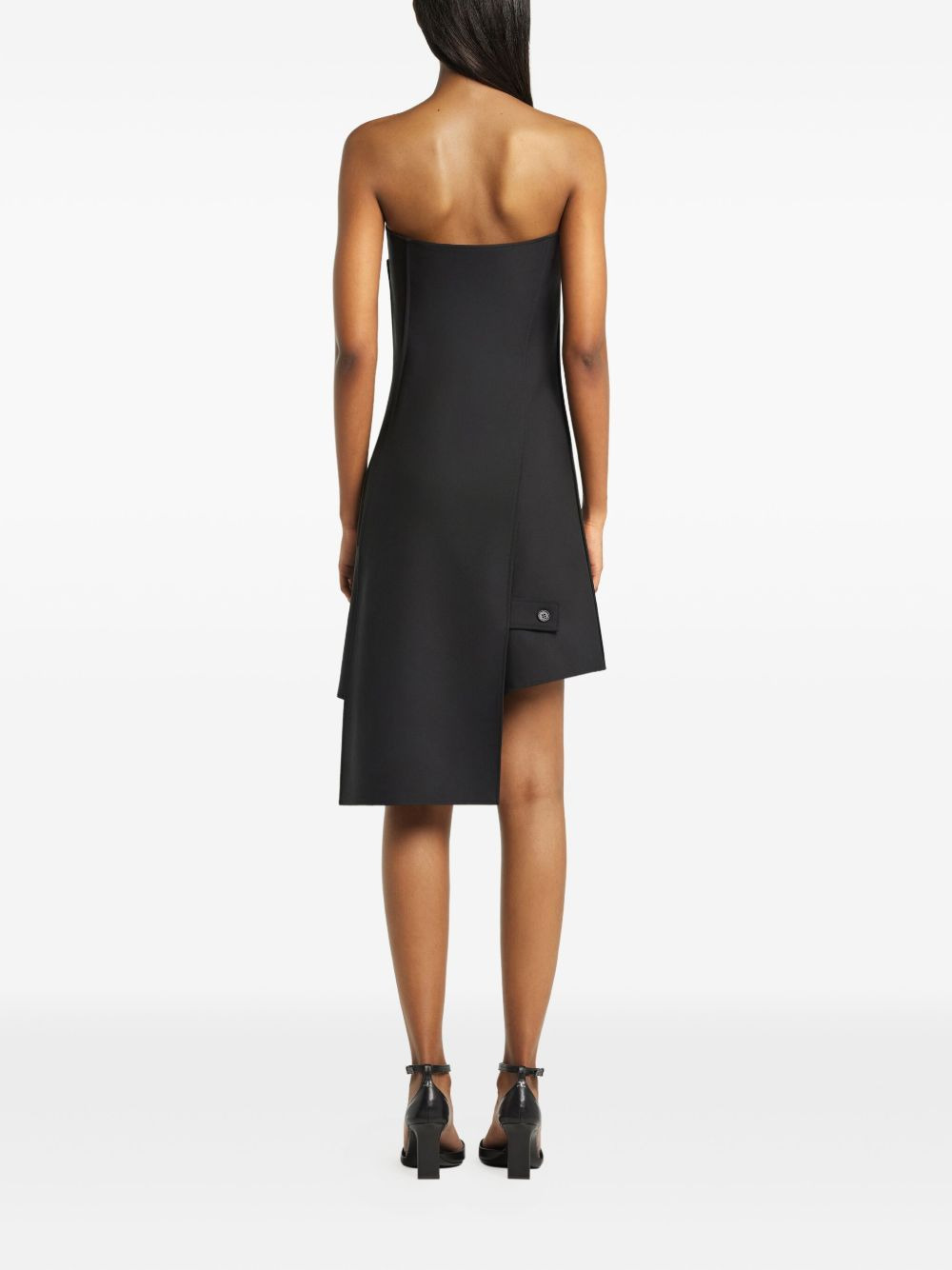 strapless button-fastening mini dress - 4