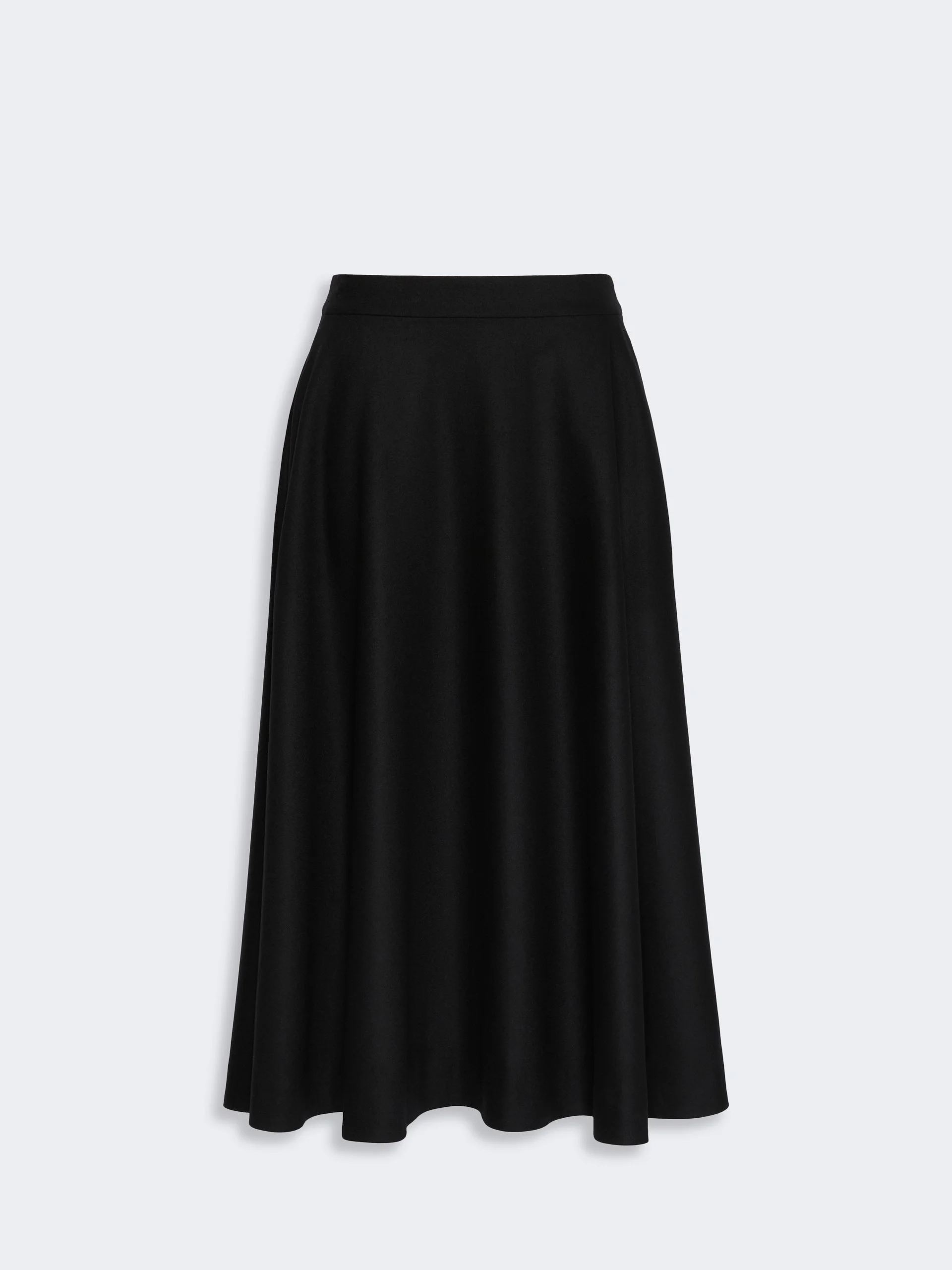 BETULLA Long wool flannel skirt - BLACK - 1