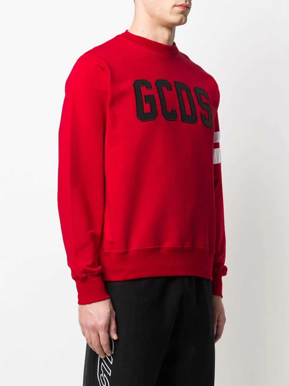 embroidered logo stripe sleeve sweatshirt - 3