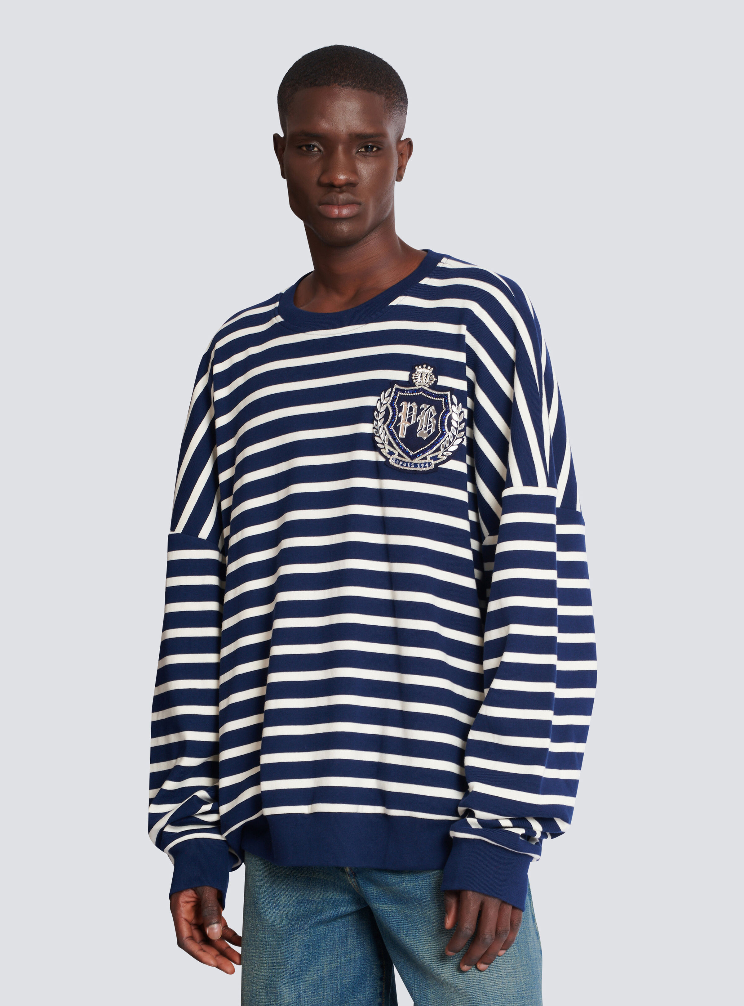 Cotton College Emblem sweatshirt with Breton stripes - 6
