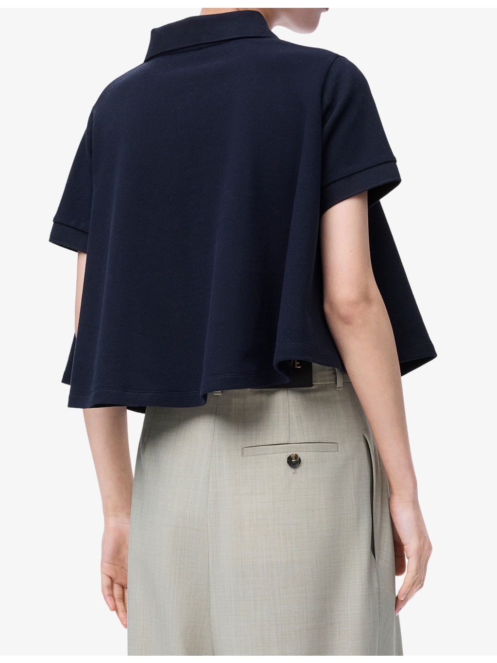 Trapeze Cropped Cotton Polo Shirt - 4
