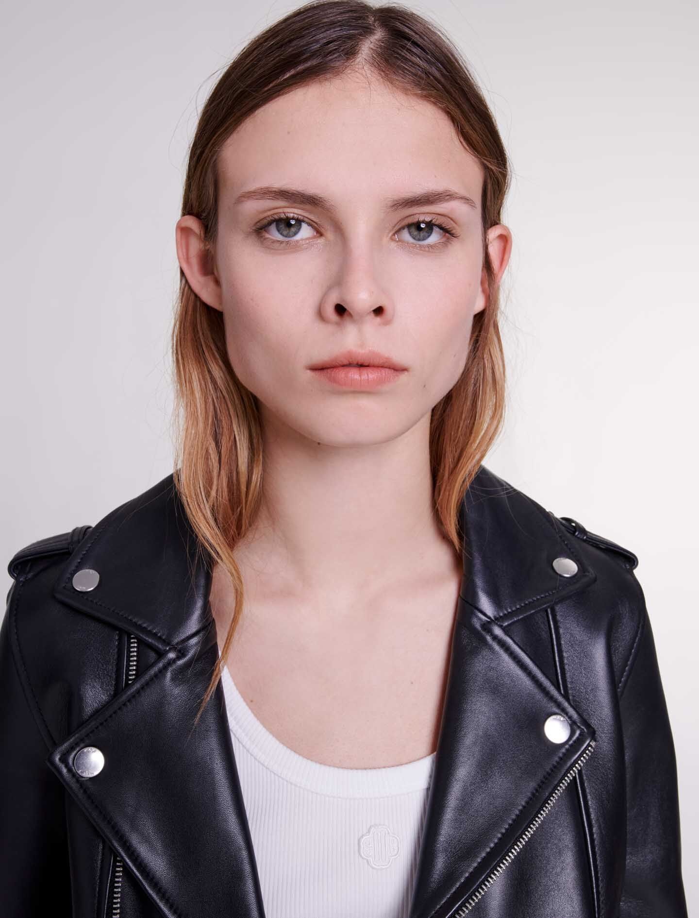 Leather biker-style jacket - 7